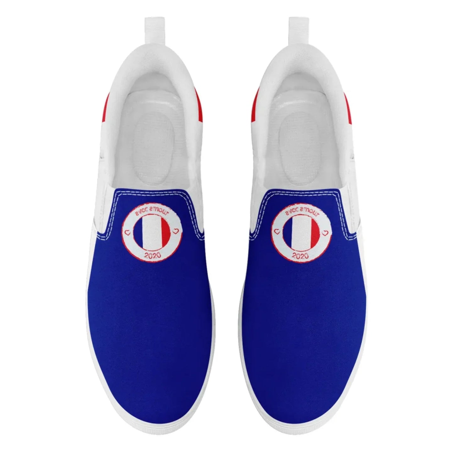 Personalized France Flag Sneakers, Custom Canvas Shoes, Pride Slip On Shoes