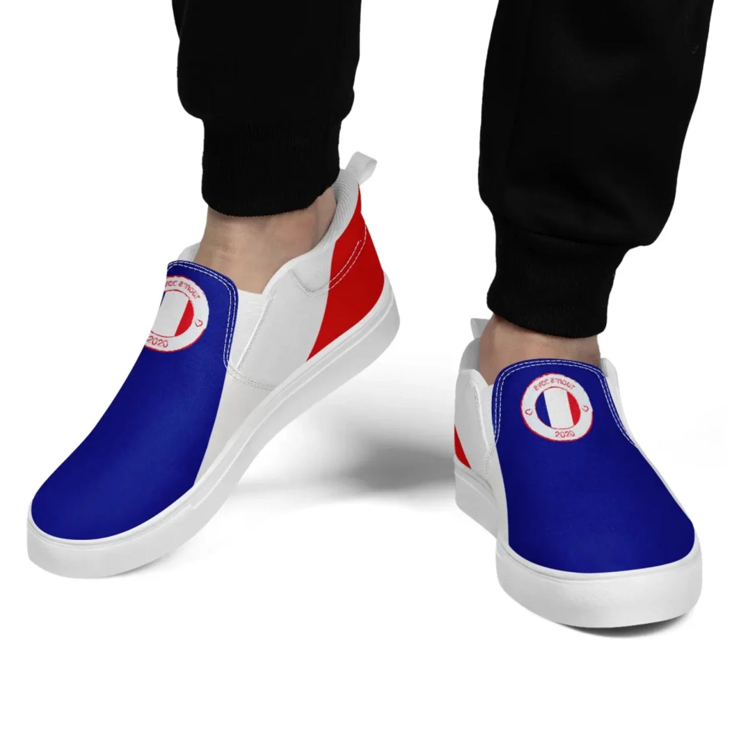 Personalized France Flag Sneakers, Custom Canvas Shoes, Pride Slip On Shoes