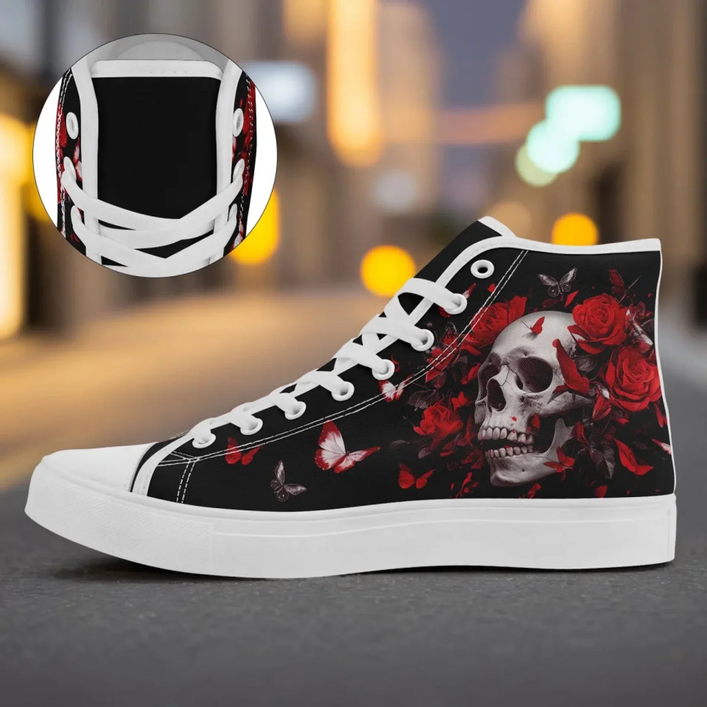 Personalized Gothic Fashion Sneakers, Custom Skull High Top Shoes, Stylish Unisex Shoes