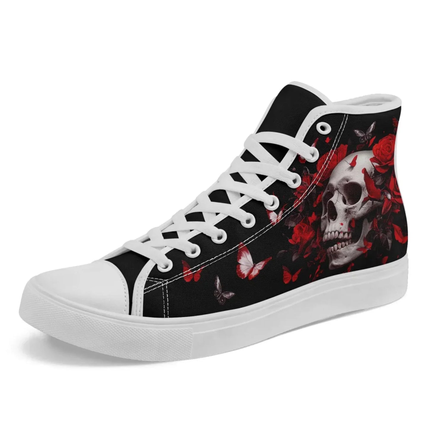 Personalized Gothic Fashion Sneakers, Custom Skull High Top Shoes, Stylish Unisex Shoes