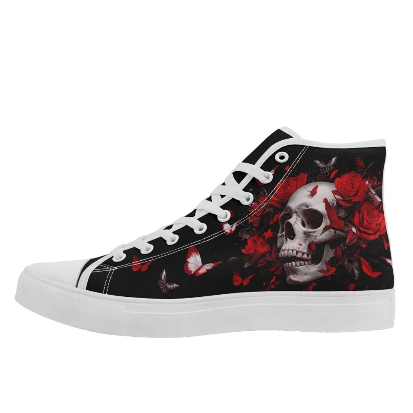 Personalized Gothic Fashion Sneakers, Custom Skull High Top Shoes, Stylish Unisex Shoes
