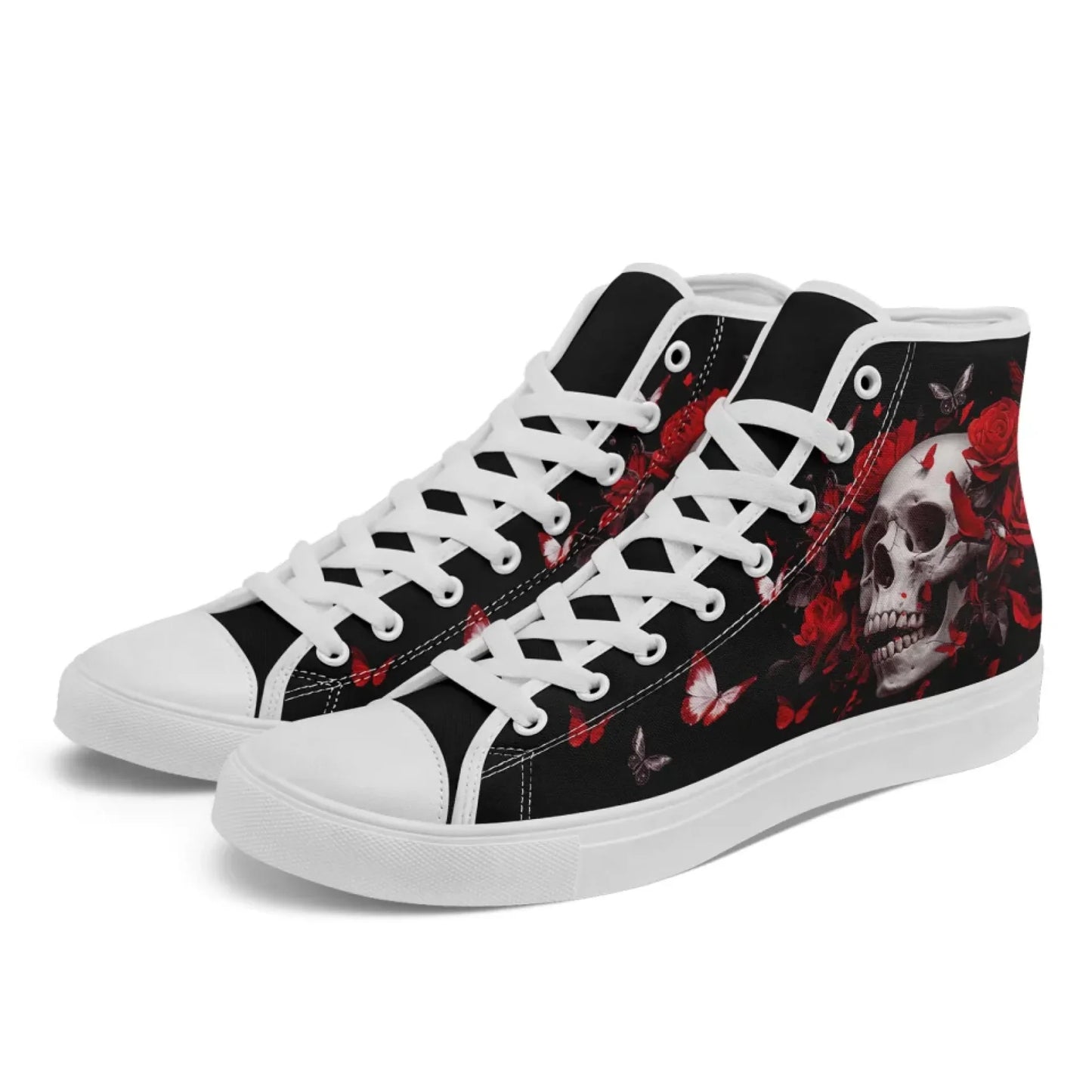 Personalized Gothic Fashion Sneakers, Custom Skull High Top Shoes, Stylish Unisex Shoes