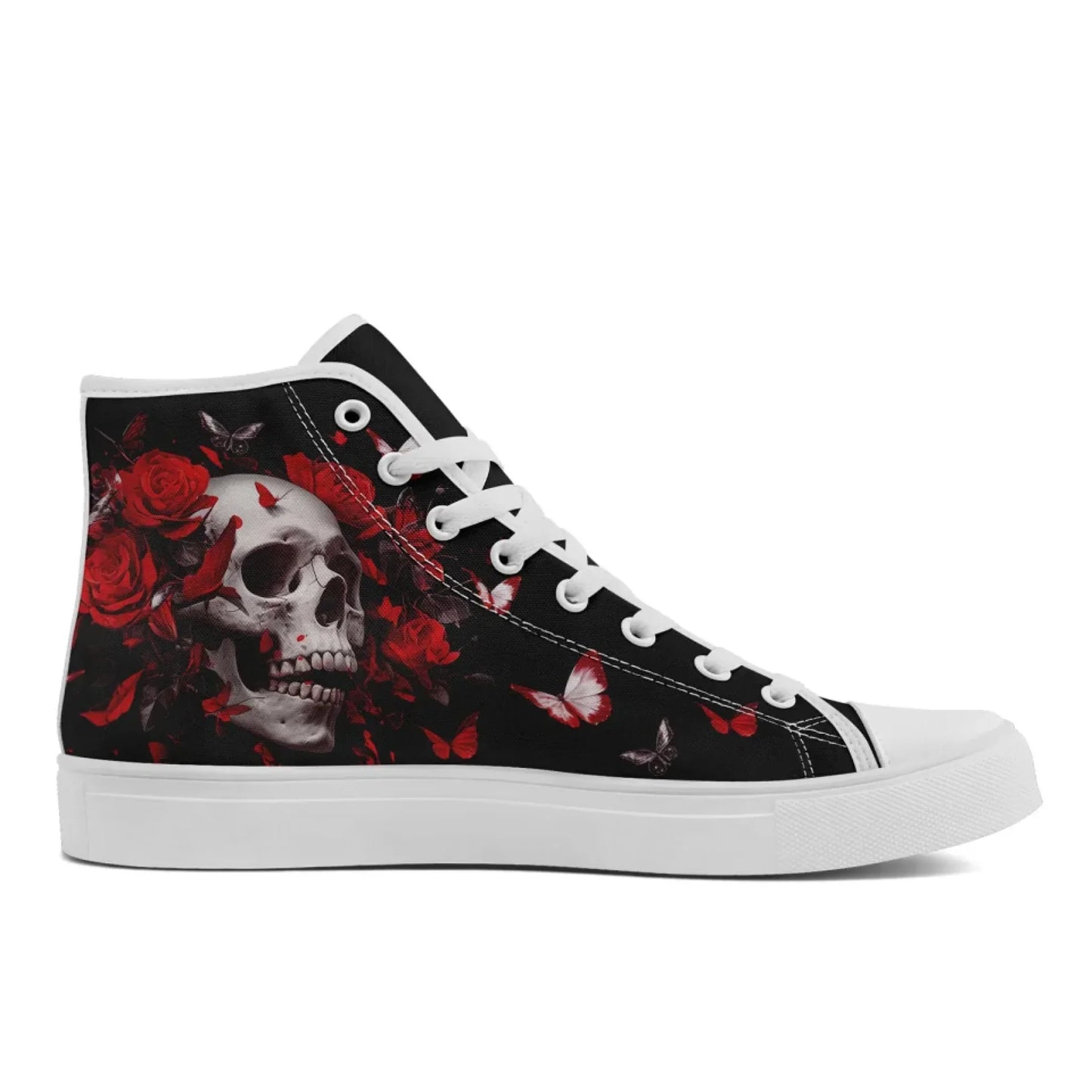 Personalized Gothic Fashion Sneakers, Custom Skull High Top Shoes, Stylish Unisex Shoes