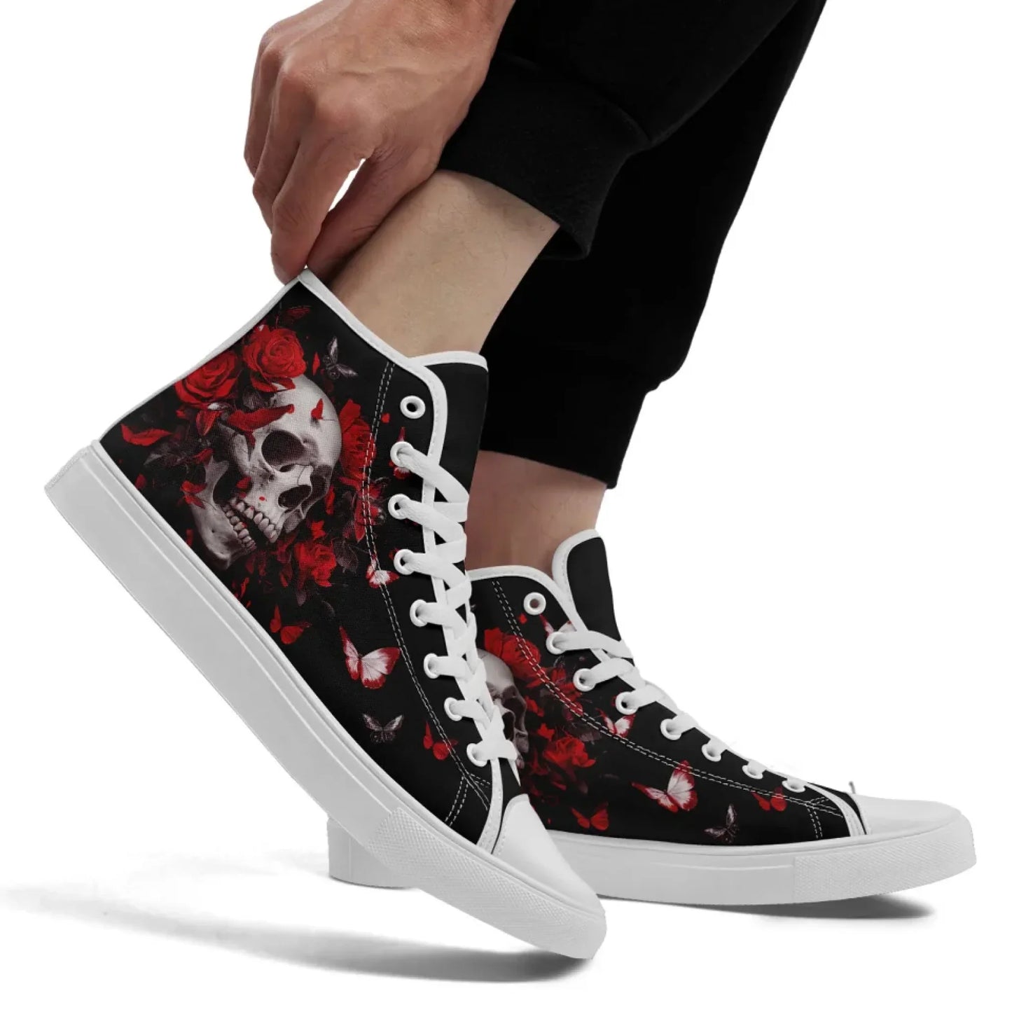 Personalized Gothic Fashion Sneakers, Custom Skull High Top Shoes, Stylish Unisex Shoes