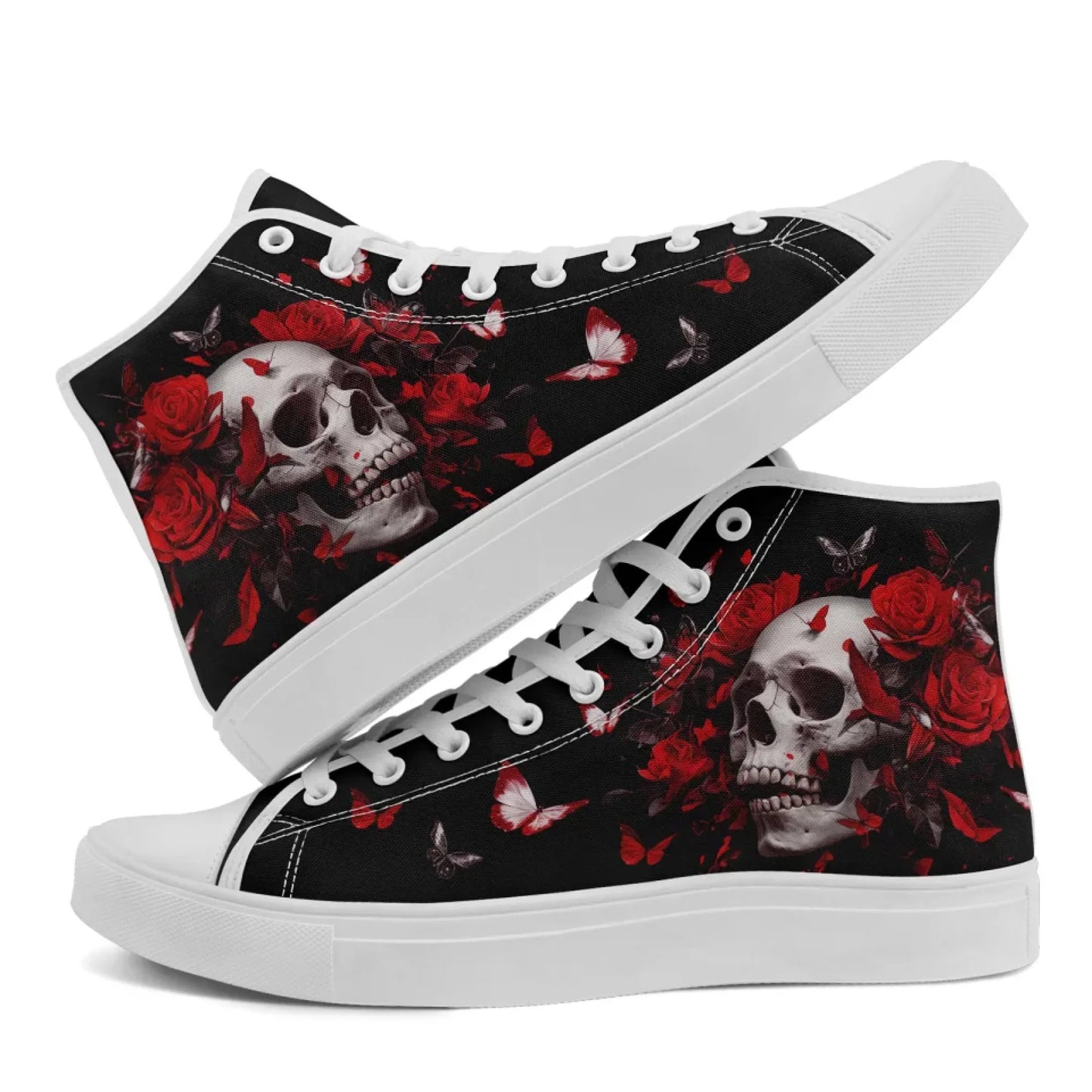 Personalized Gothic Fashion Sneakers, Custom Skull High Top Shoes, Stylish Unisex Shoes