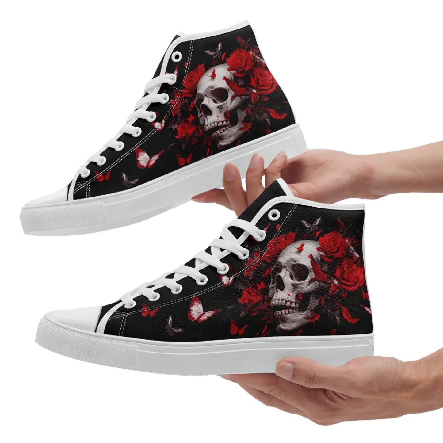 Personalized Gothic Fashion Sneakers, Custom Skull High Top Shoes, Stylish Unisex Shoes