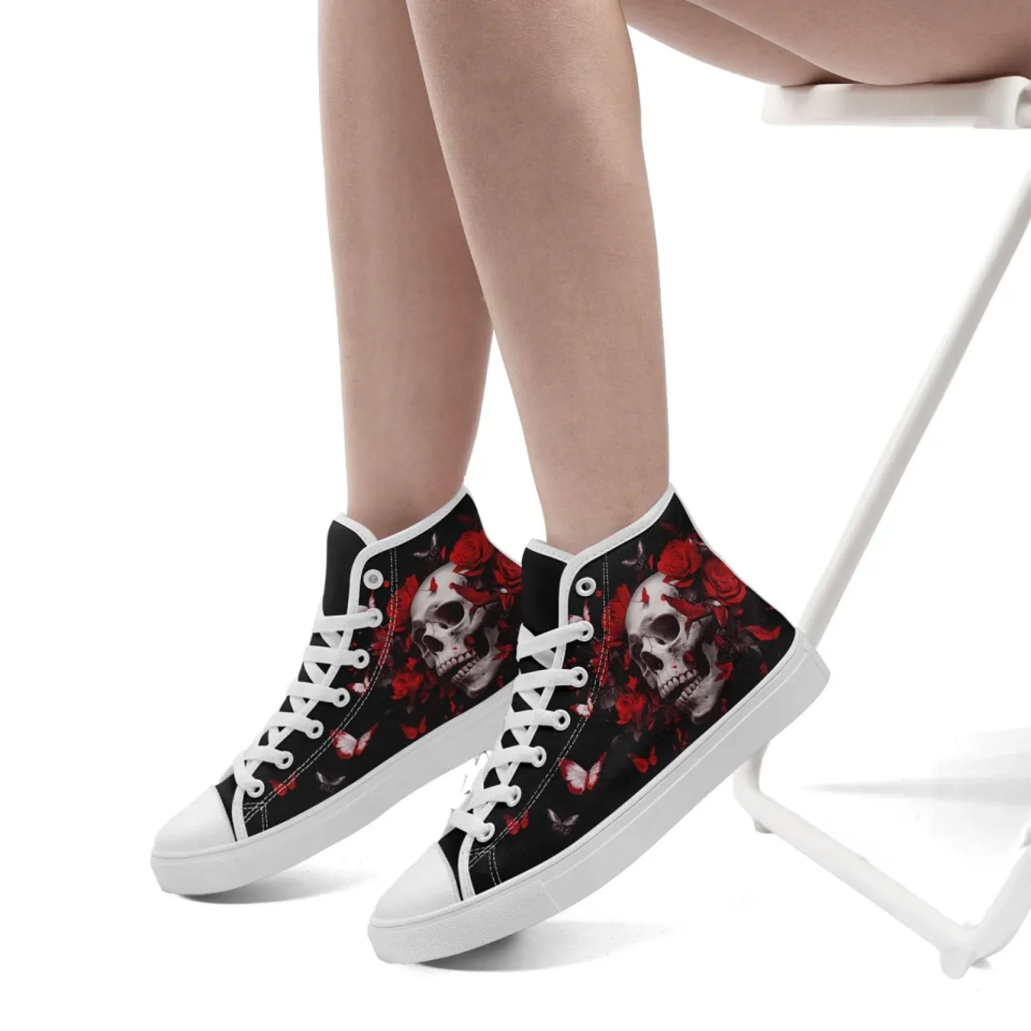 Personalized Gothic Fashion Sneakers, Custom Skull High Top Shoes, Stylish Unisex Shoes