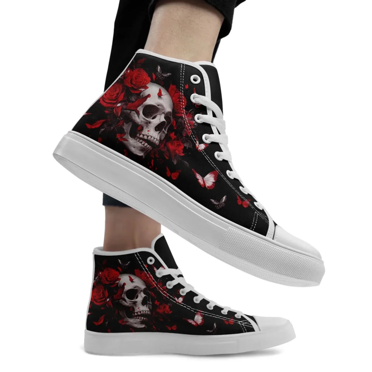 Personalized Gothic Fashion Sneakers, Custom Skull High Top Shoes, Stylish Unisex Shoes