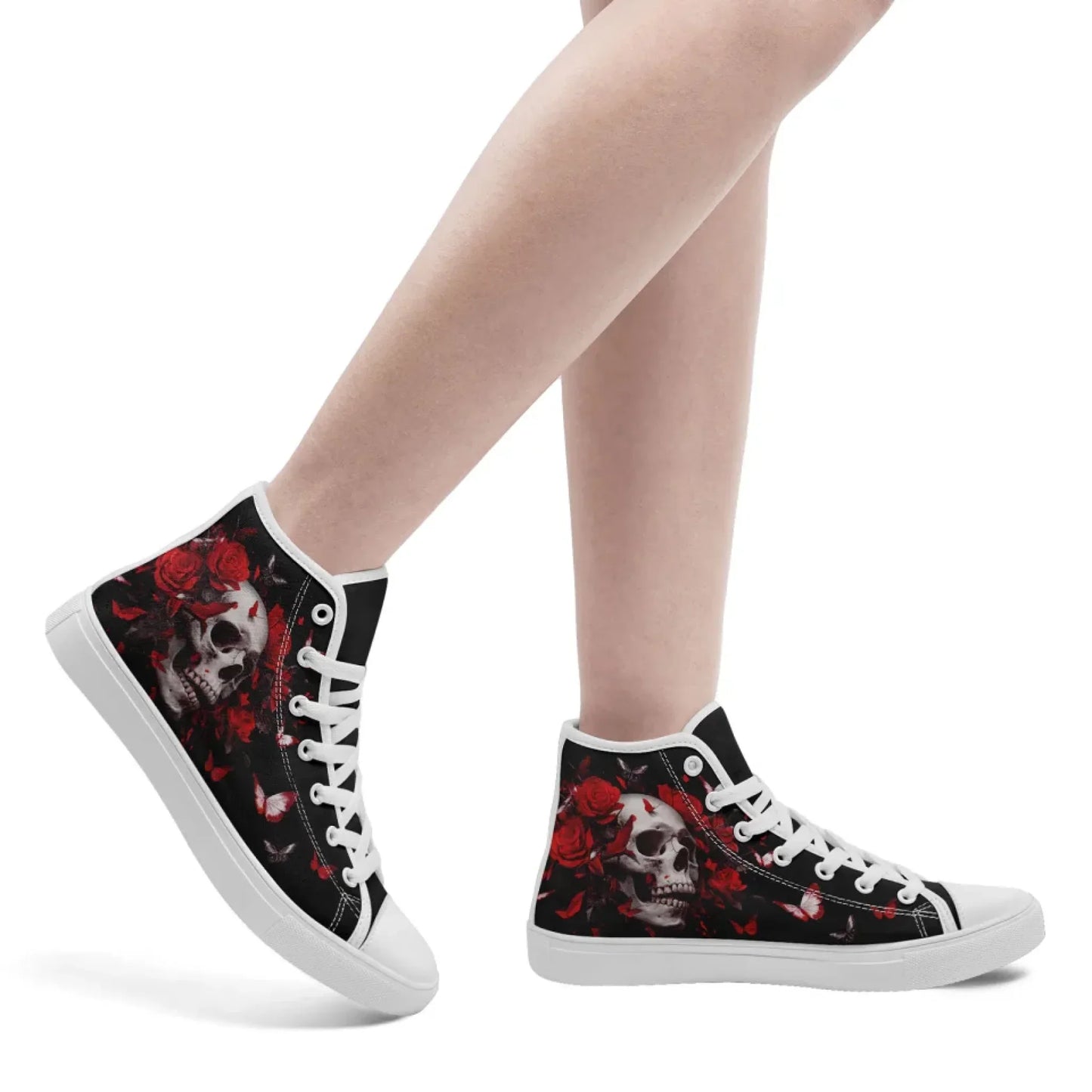 Personalized Gothic Fashion Sneakers, Custom Skull High Top Shoes, Stylish Unisex Shoes