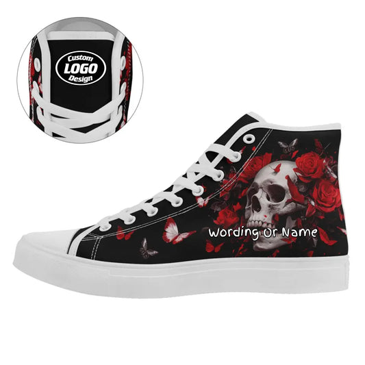 Personalized Gothic Fashion Sneakers, Custom Skull High Top Shoes, Stylish Unisex Shoes