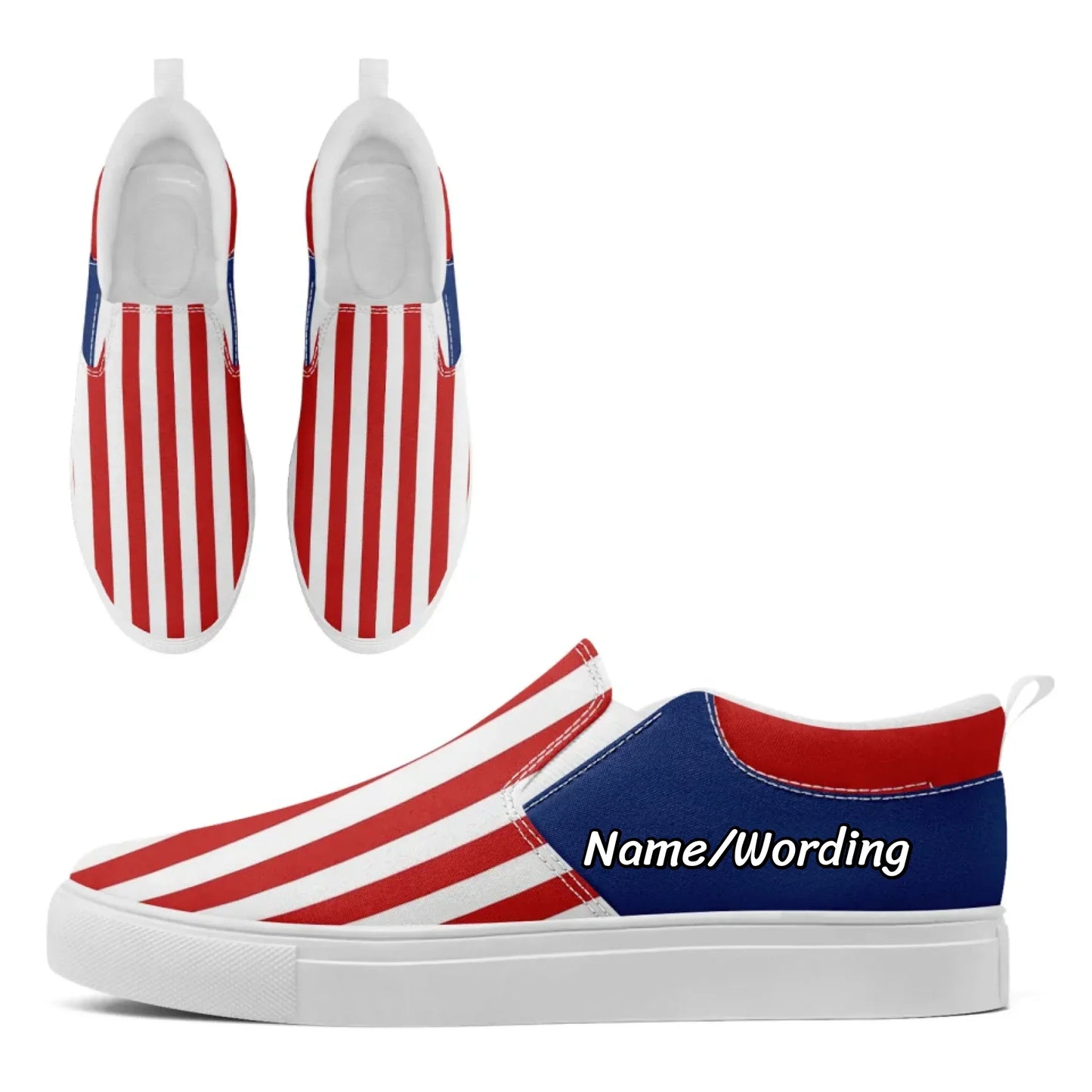 Personalized America Flag Sneakers, Custom Patriotic Slip On Shoes, Pride Unisex Canvas Shoes