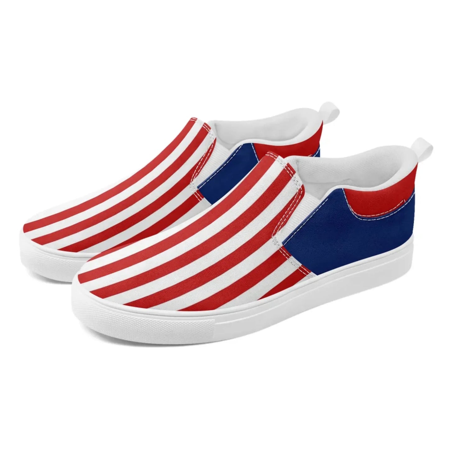 Personalized America Flag Sneakers, Custom Patriotic Slip On Shoes, Pride Unisex Canvas Shoes