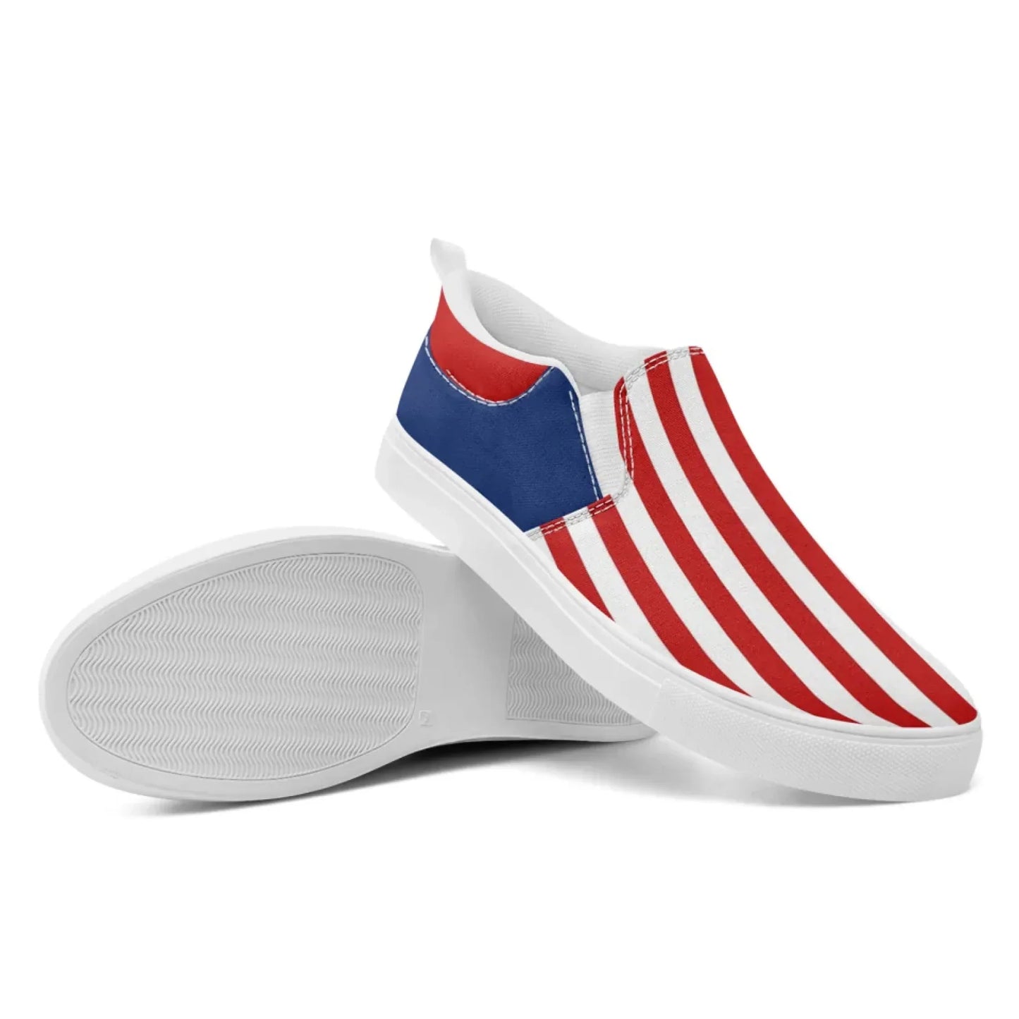 Personalized America Flag Sneakers, Custom Patriotic Slip On Shoes, Pride Unisex Canvas Shoes
