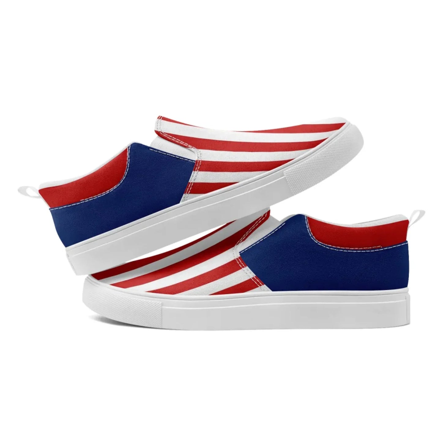 Personalized America Flag Sneakers, Custom Patriotic Slip On Shoes, Pride Unisex Canvas Shoes