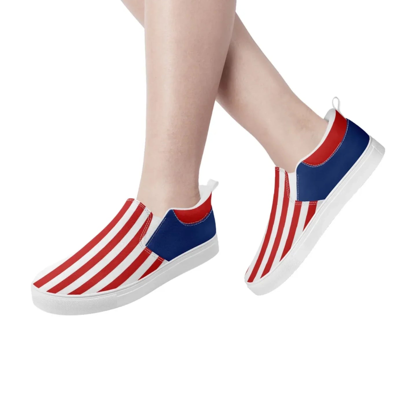 Personalized America Flag Sneakers, Custom Patriotic Slip On Shoes, Pride Unisex Canvas Shoes