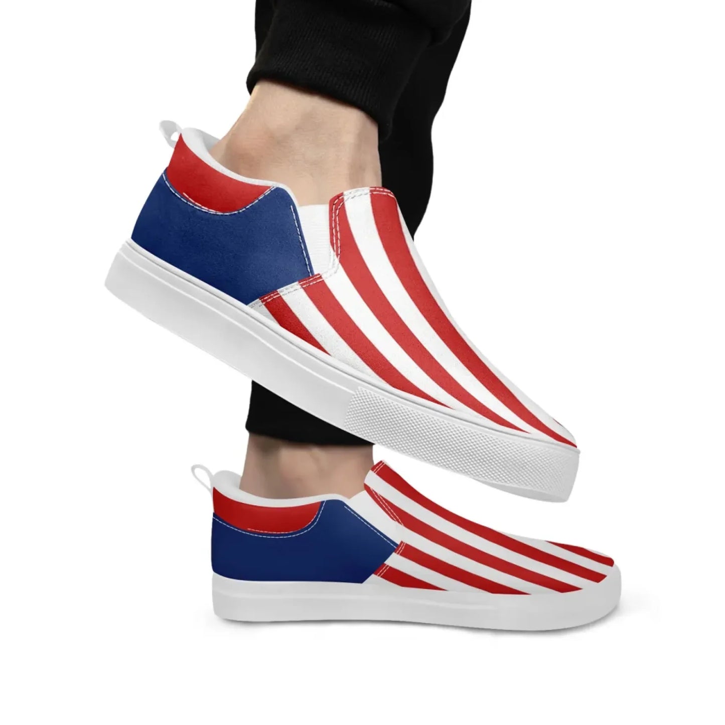 Personalized America Flag Sneakers, Custom Patriotic Slip On Shoes, Pride Unisex Canvas Shoes