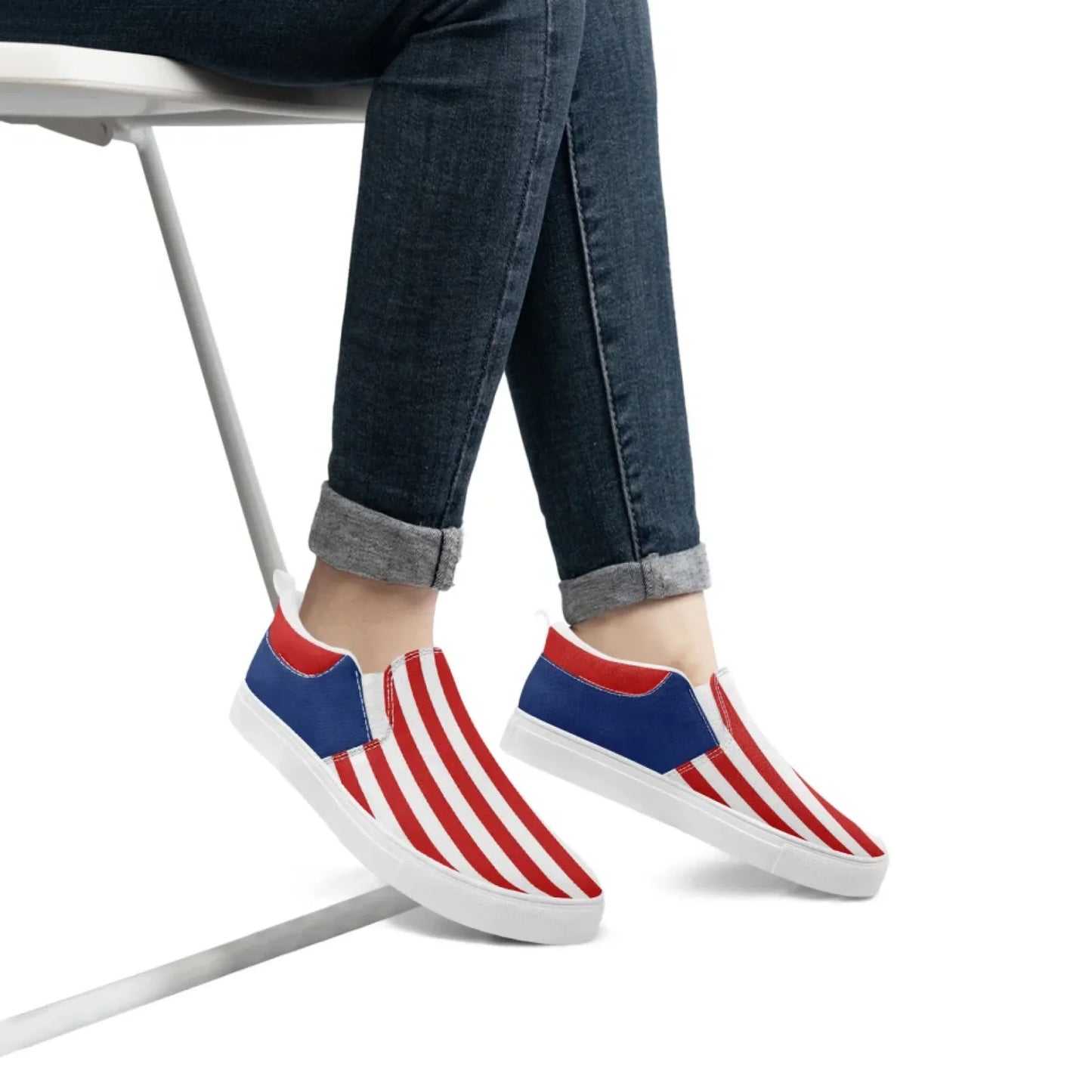 Personalized America Flag Sneakers, Custom Patriotic Slip On Shoes, Pride Unisex Canvas Shoes