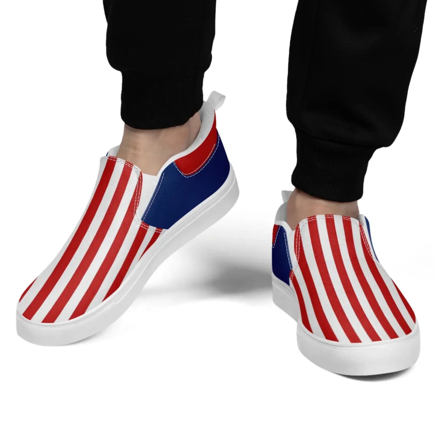 Personalized America Flag Sneakers, Custom Patriotic Slip On Shoes, Pride Unisex Canvas Shoes