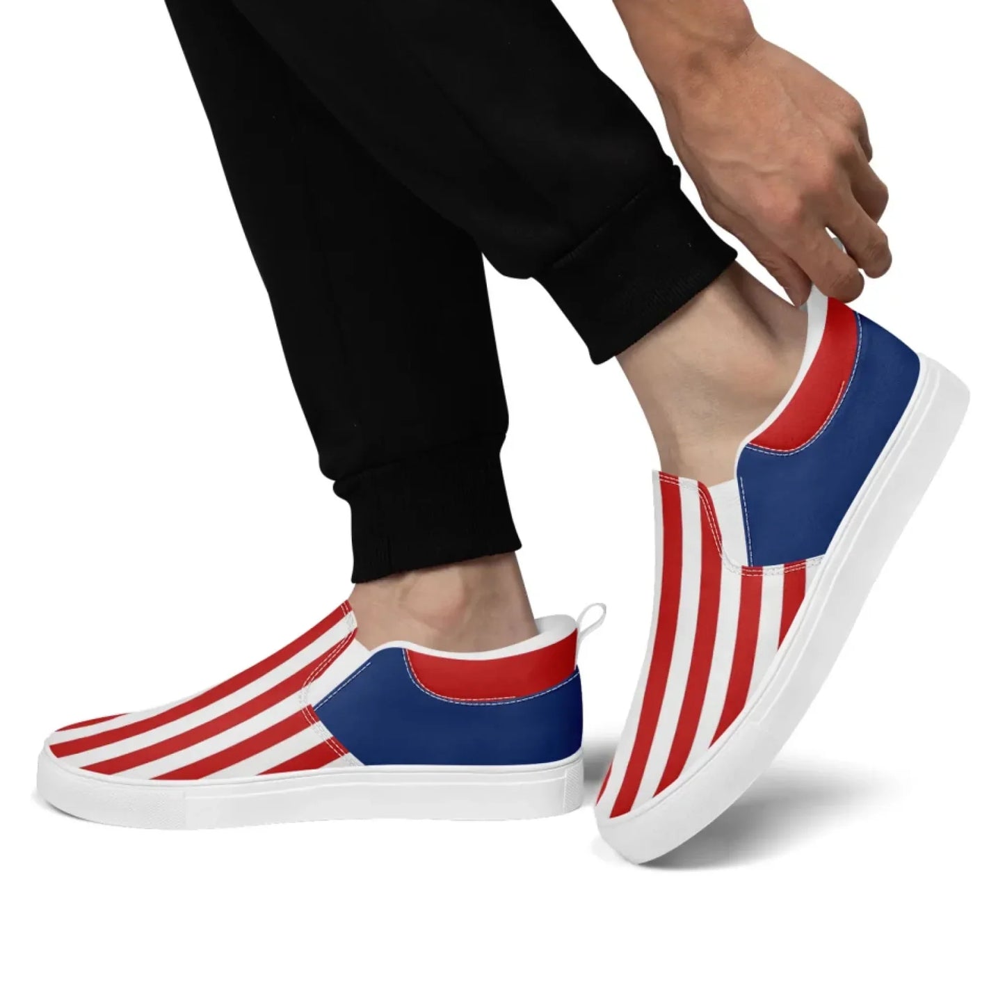 Personalized America Flag Sneakers, Custom Patriotic Slip On Shoes, Pride Unisex Canvas Shoes
