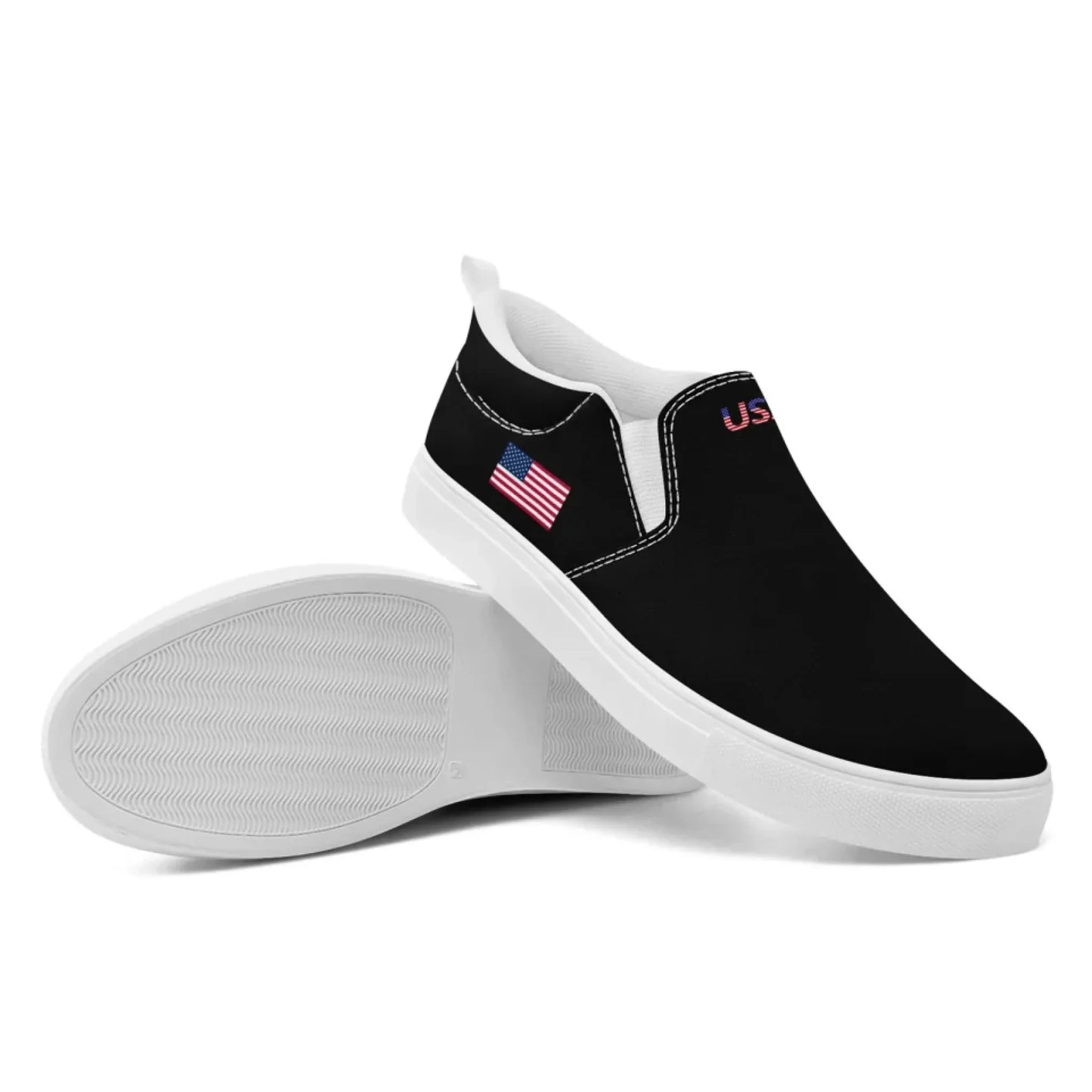 Personalized Patriotic Sneakers, Custom America Flag Shoes, Canvas Slip On Shoes