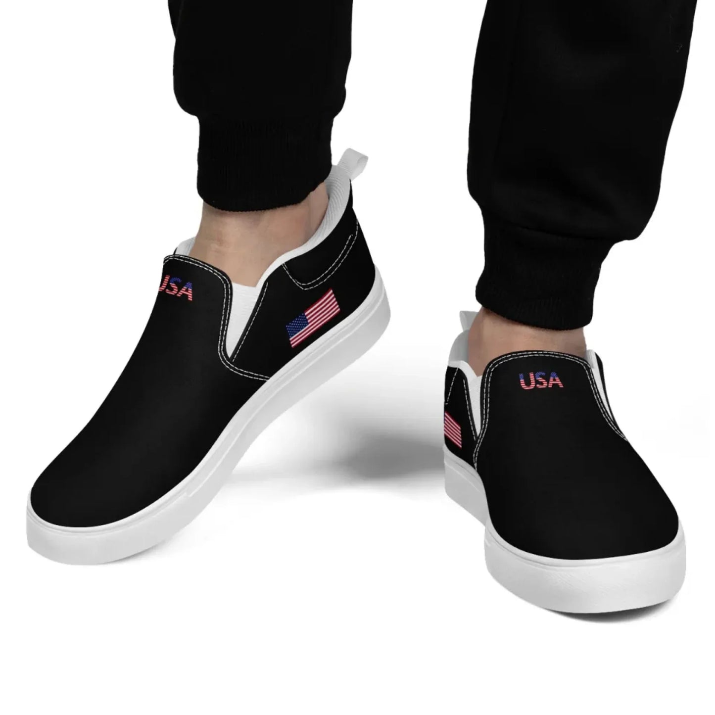 Personalized Patriotic Sneakers, Custom America Flag Shoes, Canvas Slip On Shoes