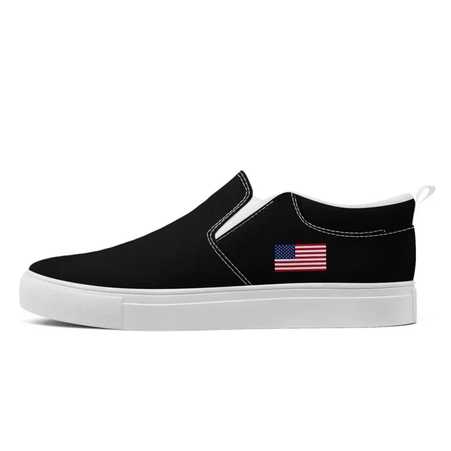 Personalized Patriotic Sneakers, Custom America Flag Shoes, Canvas Slip On Shoes