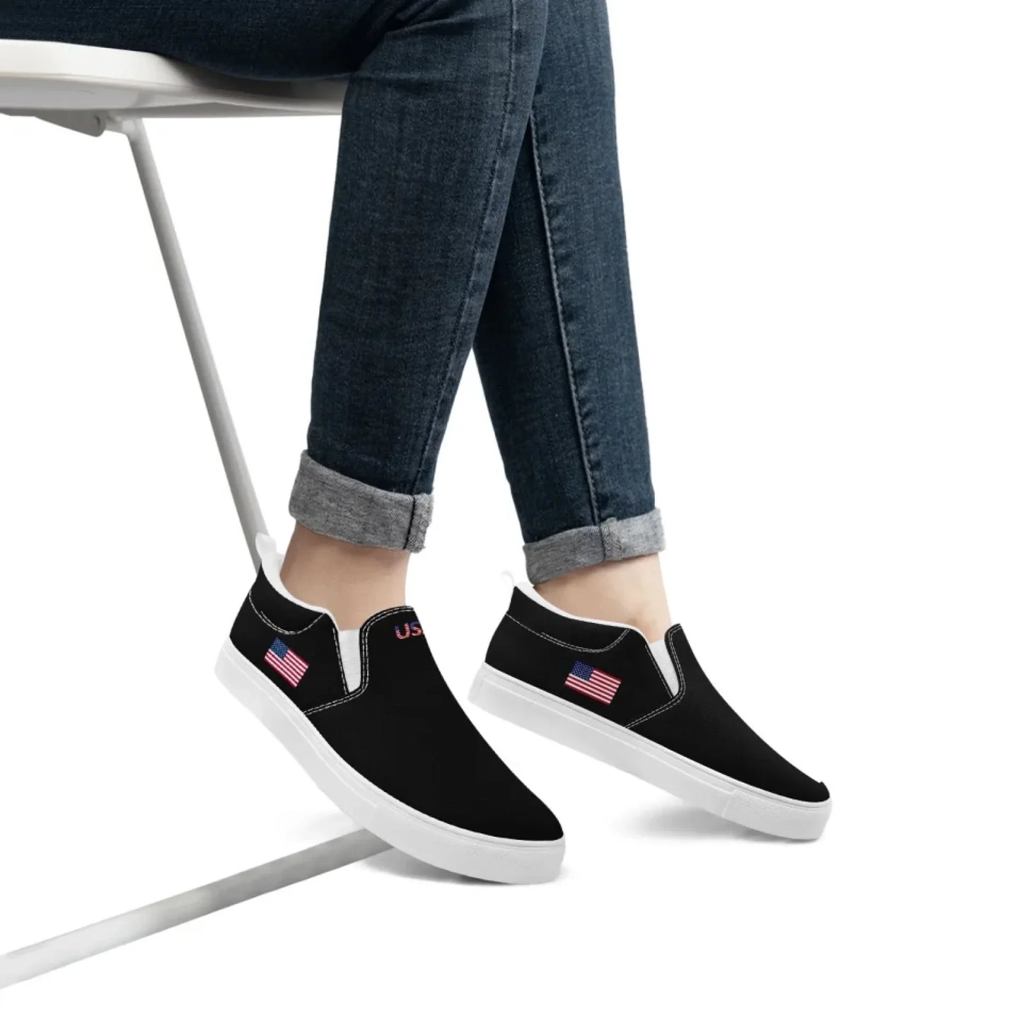 Personalized Patriotic Sneakers, Custom America Flag Shoes, Canvas Slip On Shoes