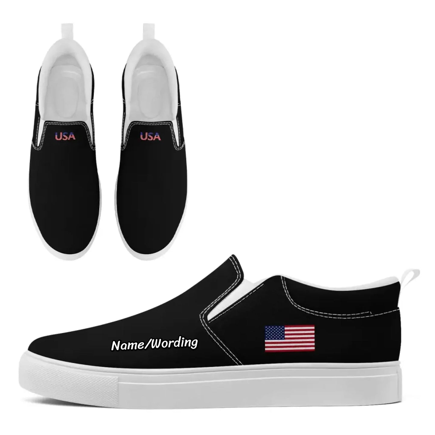 Personalized Patriotic Sneakers, Custom America Flag Shoes, Canvas Slip On Shoes
