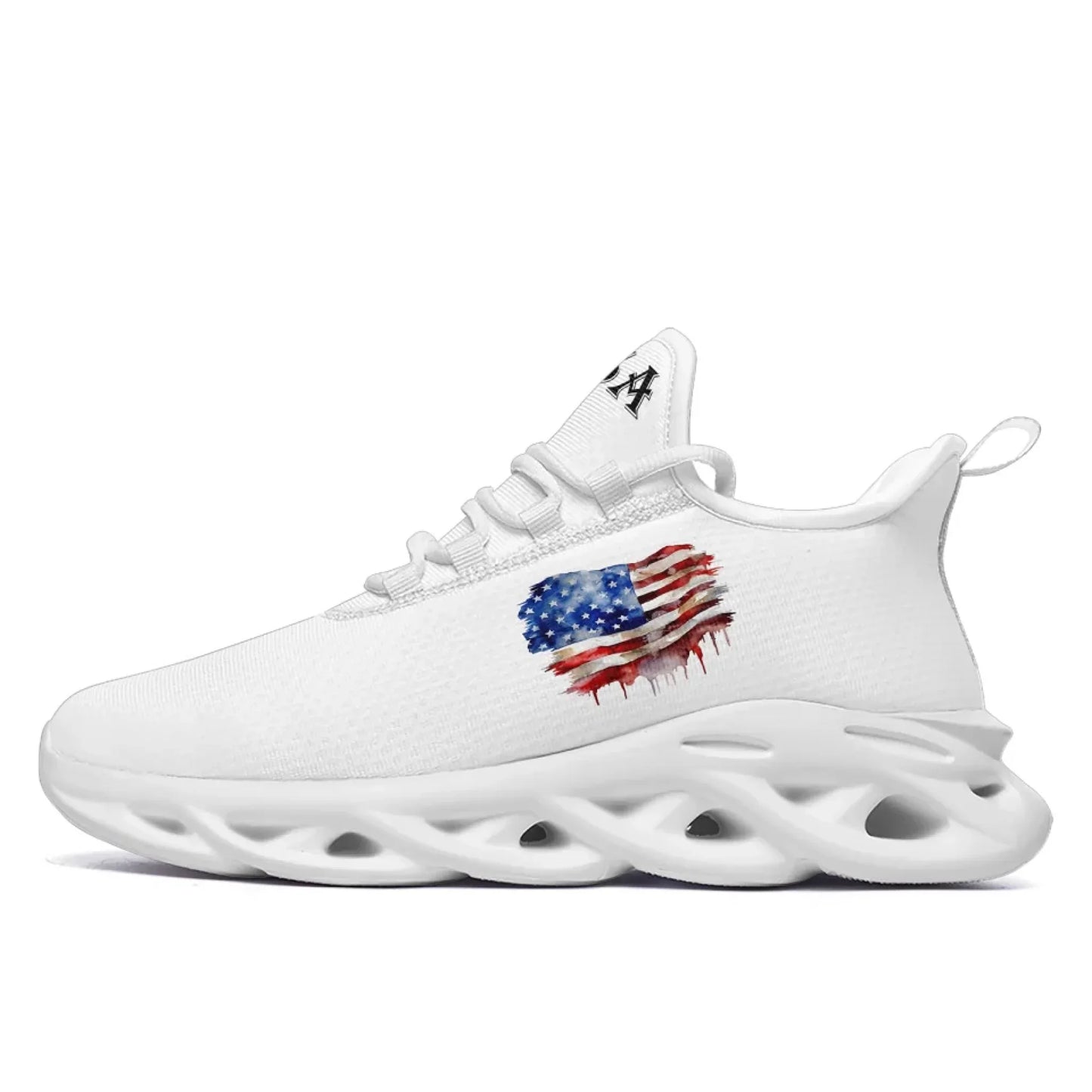 Personalized America Flag Sneakers, Custom Breathable Patriotic Shoes, Unisex Lace Up Shoes