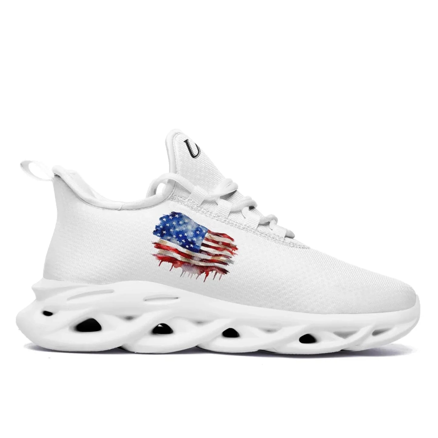 Personalized America Flag Sneakers, Custom Breathable Patriotic Shoes, Unisex Lace Up Shoes