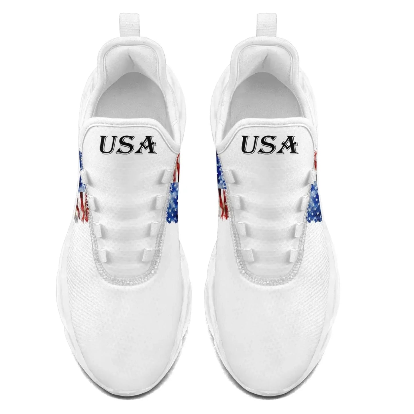 Personalized America Flag Sneakers, Custom Breathable Patriotic Shoes, Unisex Lace Up Shoes