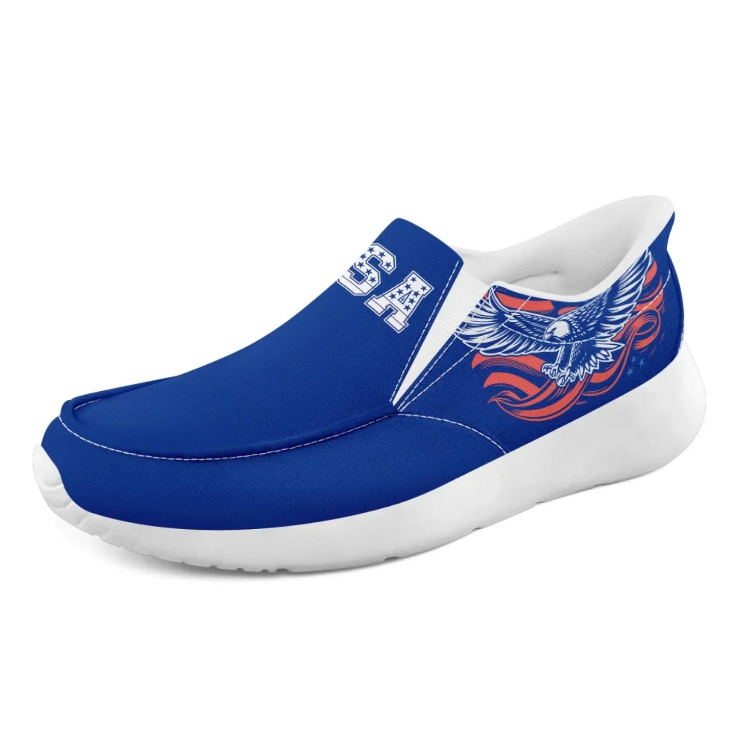 Personalized America Flag Sneakers, Custom Flag Fashion Shoes, Unisex Canvas Slip On Shoes