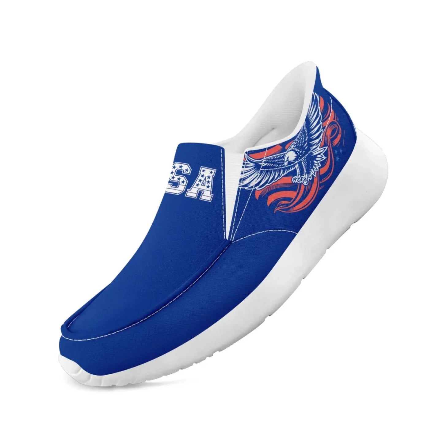 Personalized America Flag Sneakers, Custom Flag Fashion Shoes, Unisex Canvas Slip On Shoes