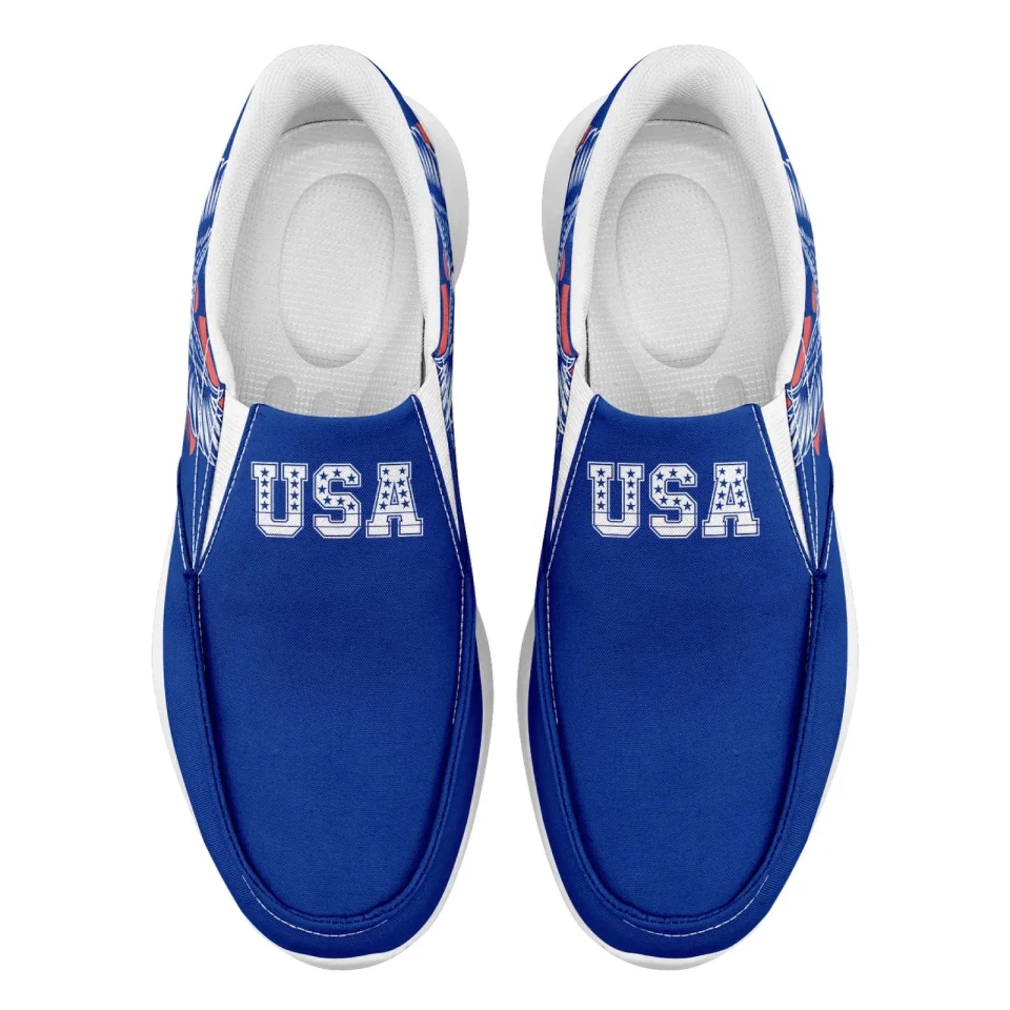 Personalized America Flag Sneakers, Custom Flag Fashion Shoes, Unisex Canvas Slip On Shoes