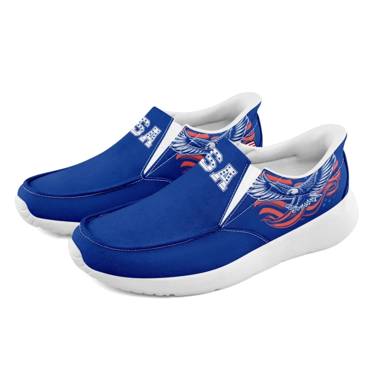 Personalized America Flag Sneakers, Custom Flag Fashion Shoes, Unisex Canvas Slip On Shoes