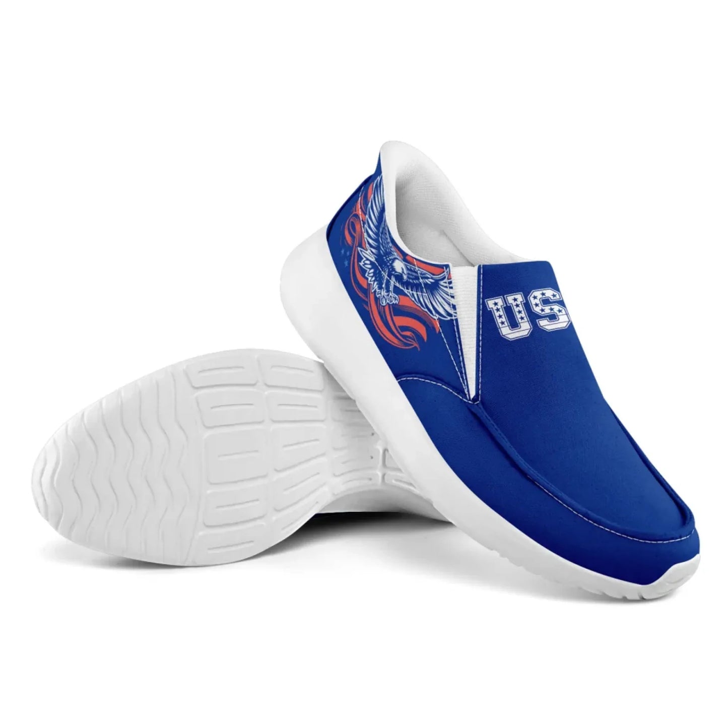 Personalized America Flag Sneakers, Custom Flag Fashion Shoes, Unisex Canvas Slip On Shoes