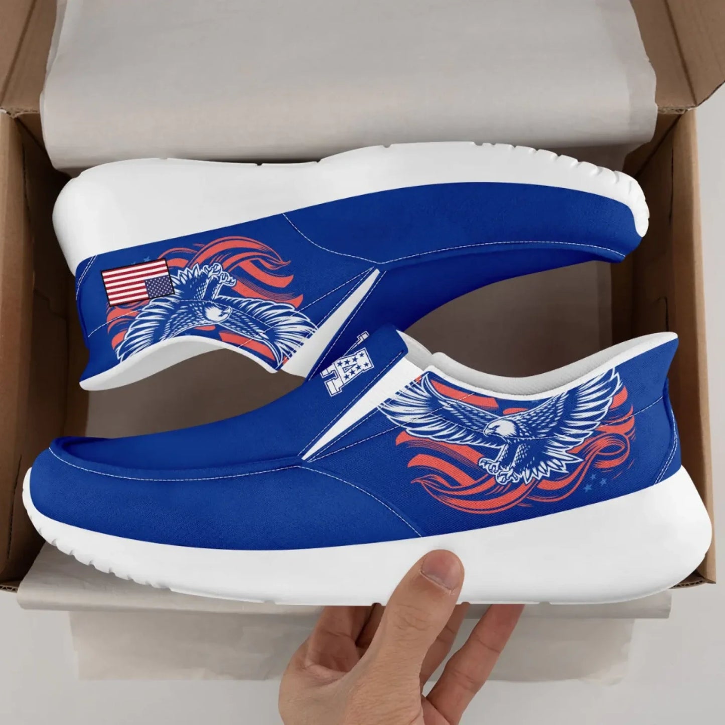 Personalized America Flag Sneakers, Custom Flag Fashion Shoes, Unisex Canvas Slip On Shoes