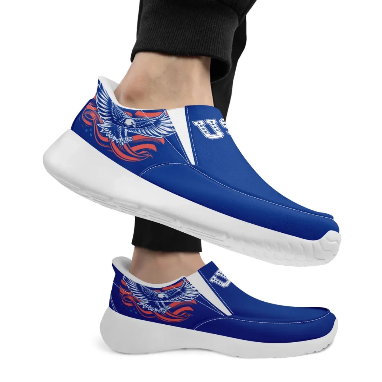 Personalized America Flag Sneakers, Custom Flag Fashion Shoes, Unisex Canvas Slip On Shoes