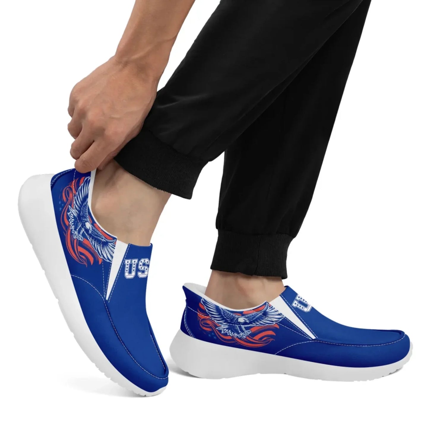 Personalized America Flag Sneakers, Custom Flag Fashion Shoes, Unisex Canvas Slip On Shoes