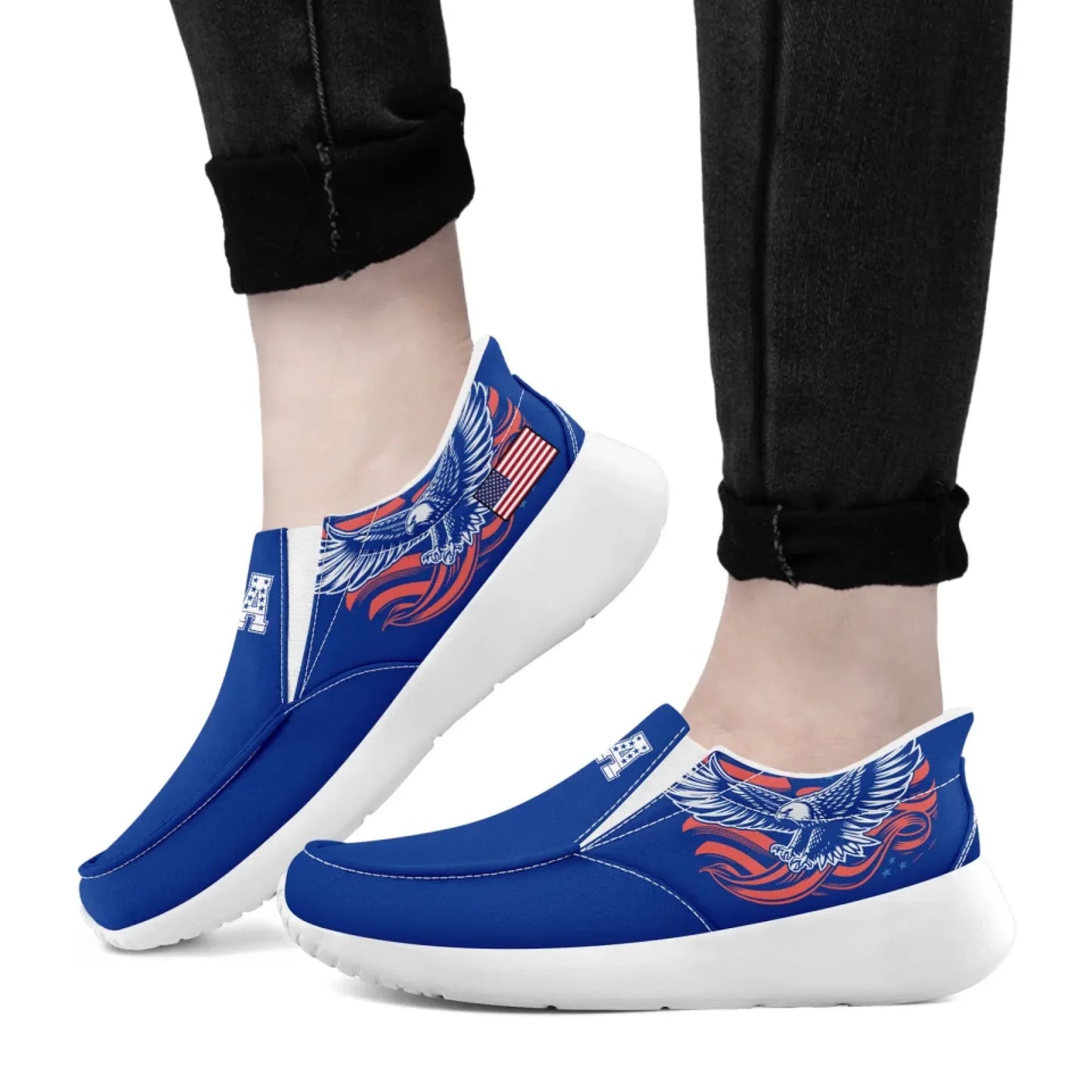 Personalized America Flag Sneakers, Custom Flag Fashion Shoes, Unisex Canvas Slip On Shoes