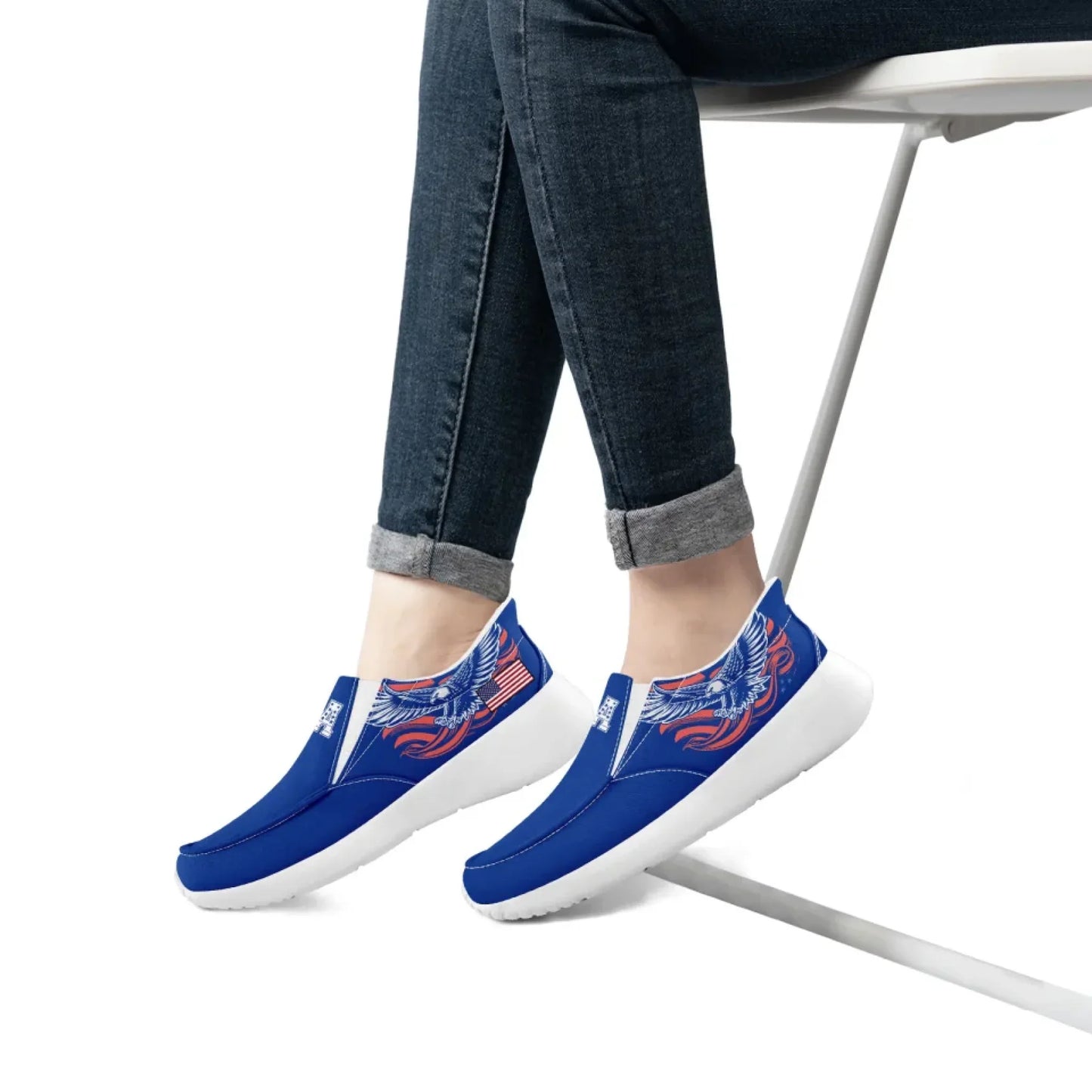 Personalized America Flag Sneakers, Custom Flag Fashion Shoes, Unisex Canvas Slip On Shoes