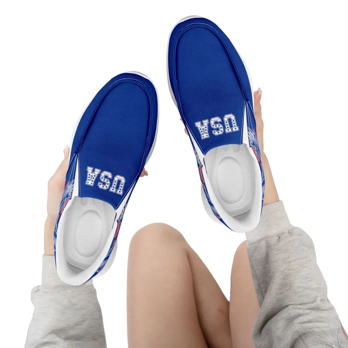 Personalized America Flag Sneakers, Custom Flag Fashion Shoes, Unisex Canvas Slip On Shoes