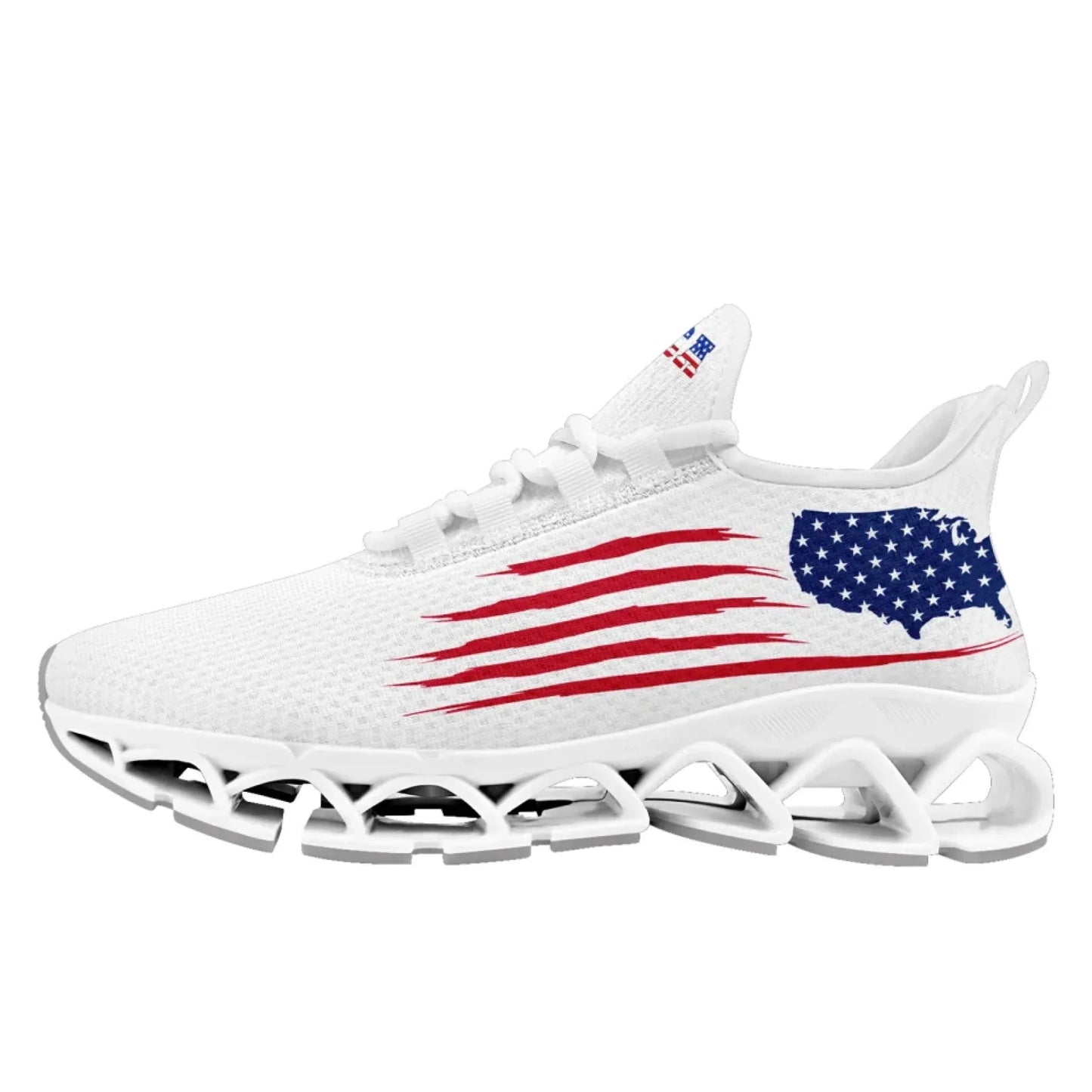 Personalized America Flag Sneakers, Custom Breathable Patriotic Shoes, Unisex Lace Up Shoes FN003XD-25028041