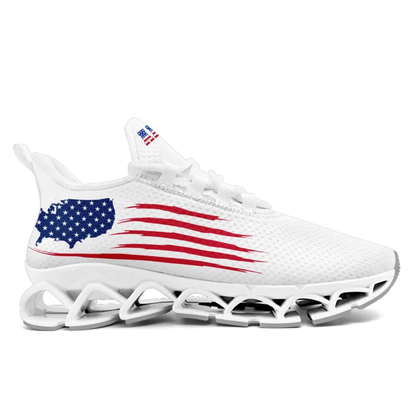 Personalized America Flag Sneakers, Custom Breathable Patriotic Shoes, Unisex Lace Up Shoes FN003XD-25028041
