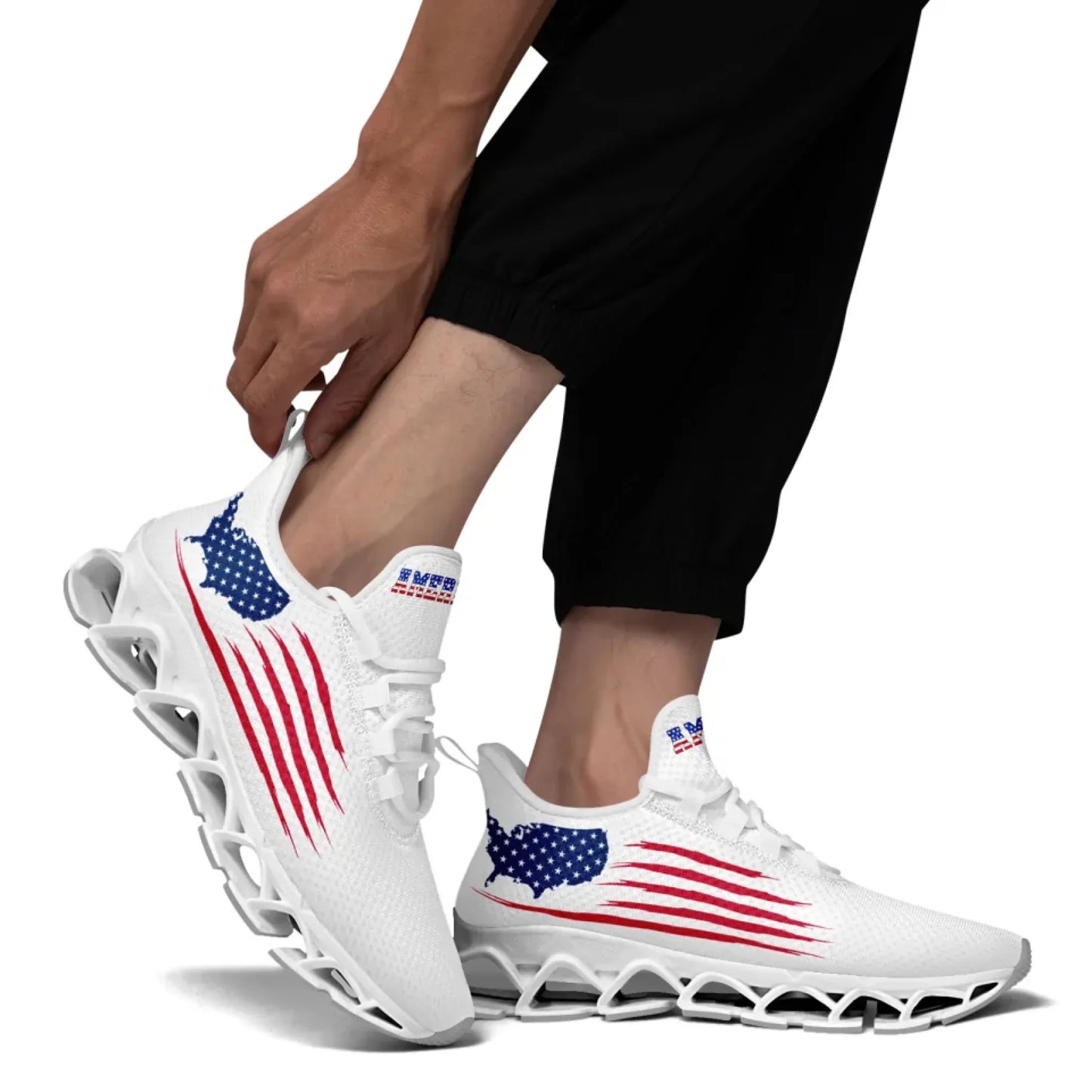 Personalized America Flag Sneakers, Custom Breathable Patriotic Shoes, Unisex Lace Up Shoes FN003XD-25028041