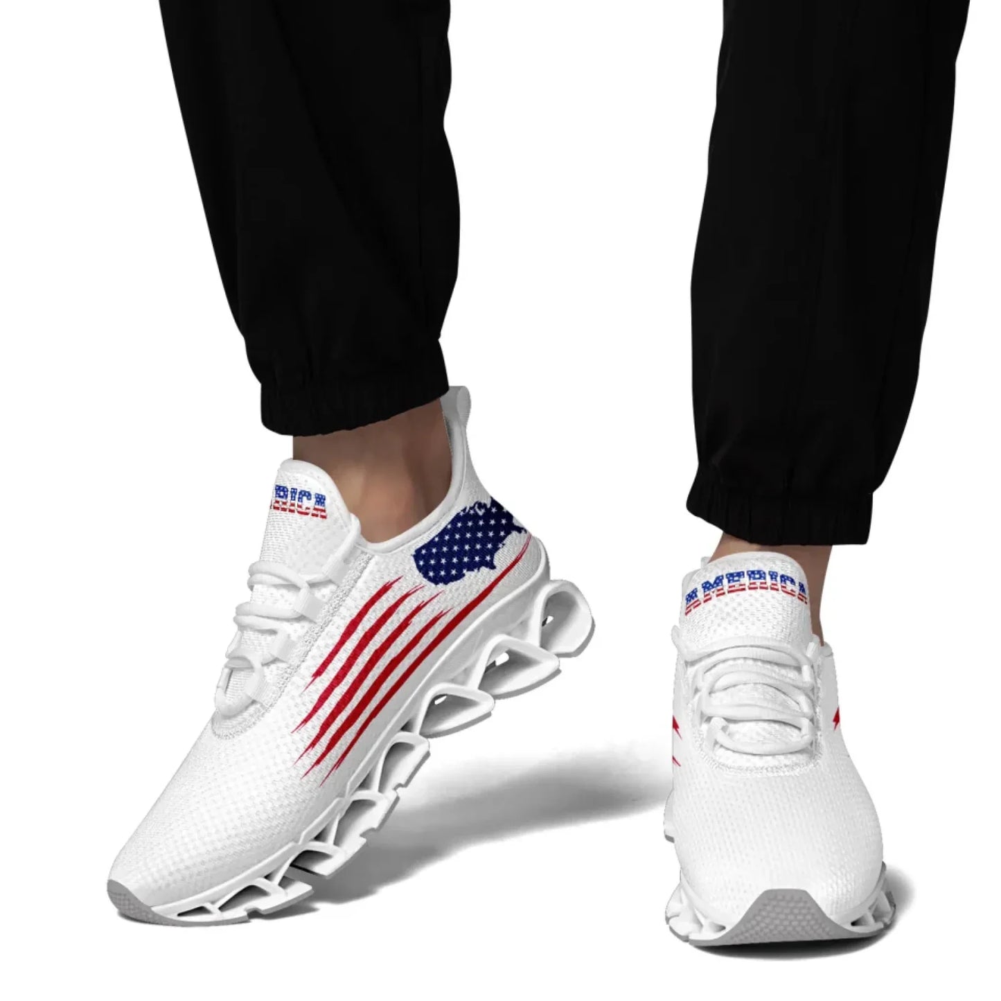 Personalized America Flag Sneakers, Custom Breathable Patriotic Shoes, Unisex Lace Up Shoes FN003XD-25028041