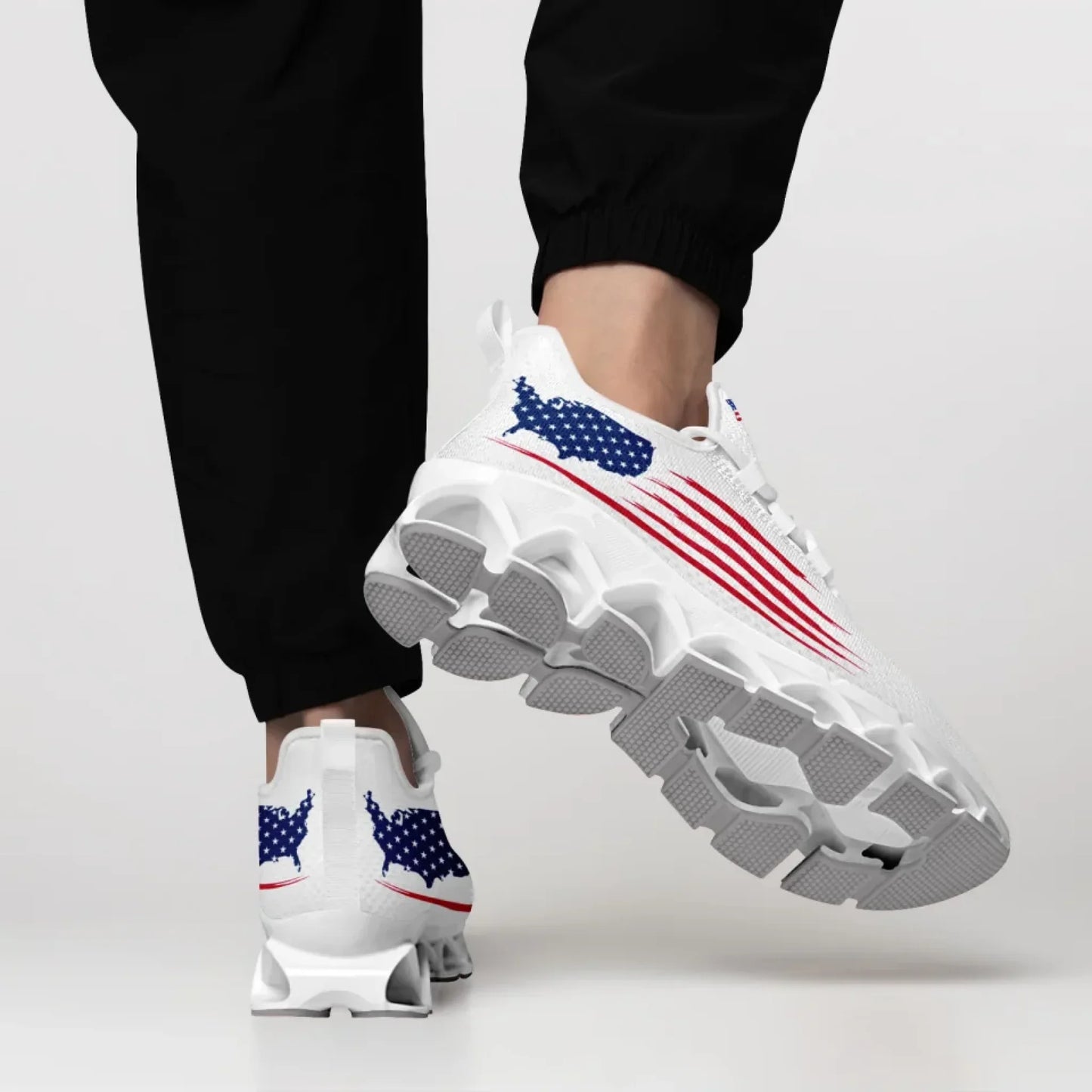 Personalized America Flag Sneakers, Custom Breathable Patriotic Shoes, Unisex Lace Up Shoes FN003XD-25028041