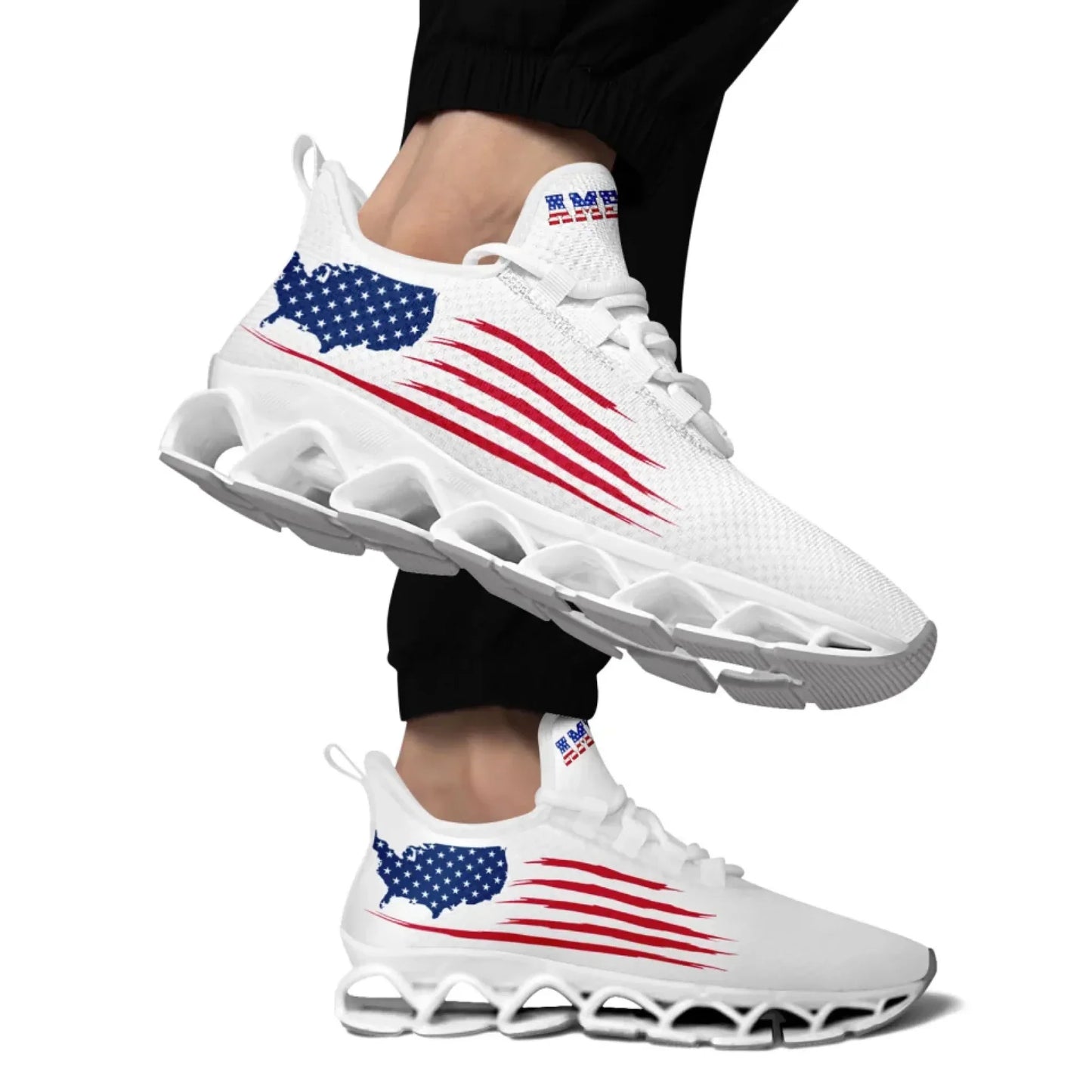Personalized America Flag Sneakers, Custom Breathable Patriotic Shoes, Unisex Lace Up Shoes FN003XD-25028041