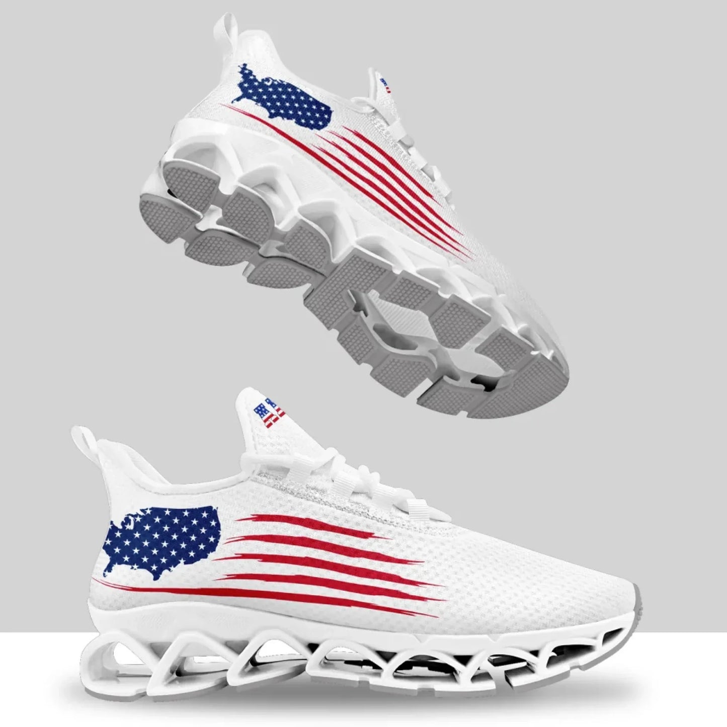 Personalized America Flag Sneakers, Custom Breathable Patriotic Shoes, Unisex Lace Up Shoes FN003XD-25028041