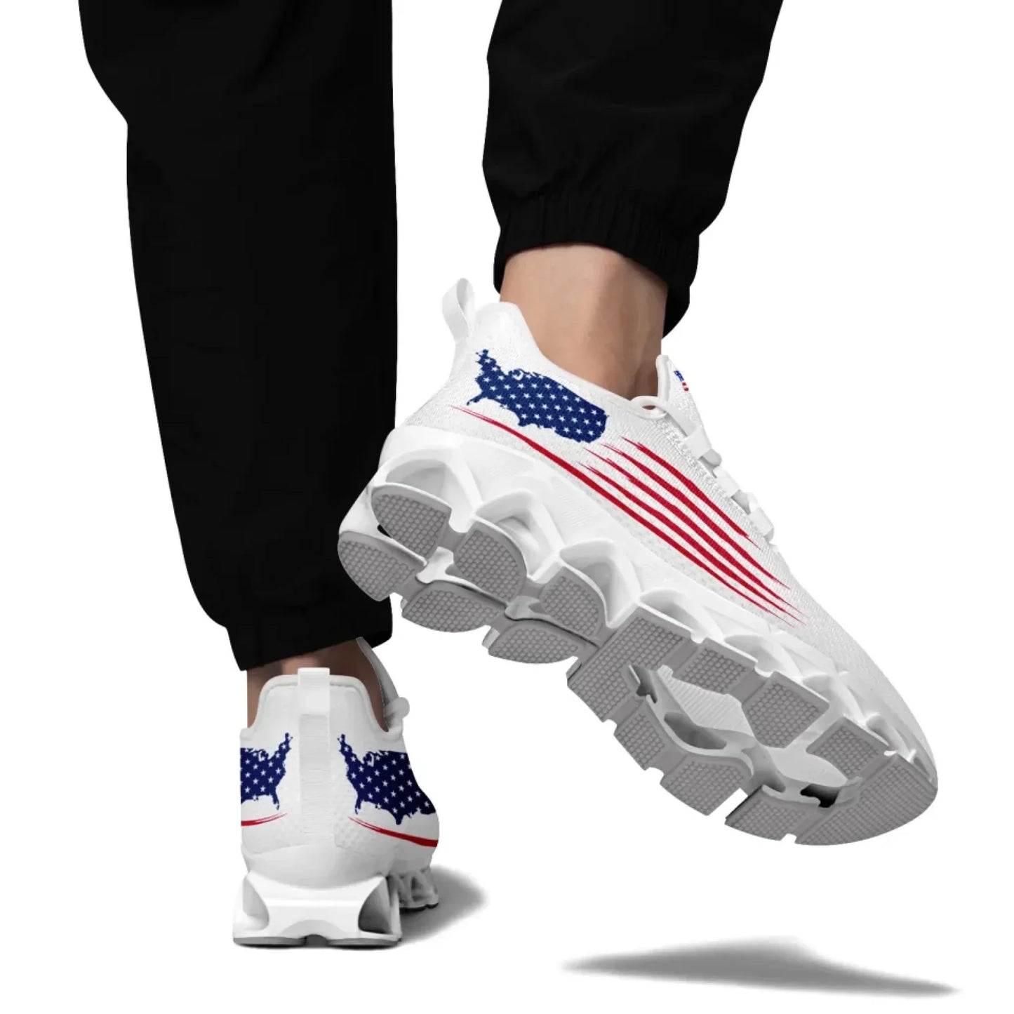 Personalized America Flag Sneakers, Custom Breathable Patriotic Shoes, Unisex Lace Up Shoes FN003XD-25028041